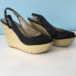 Jessica Simpson Black Grosgrain Wedge Espadrilles